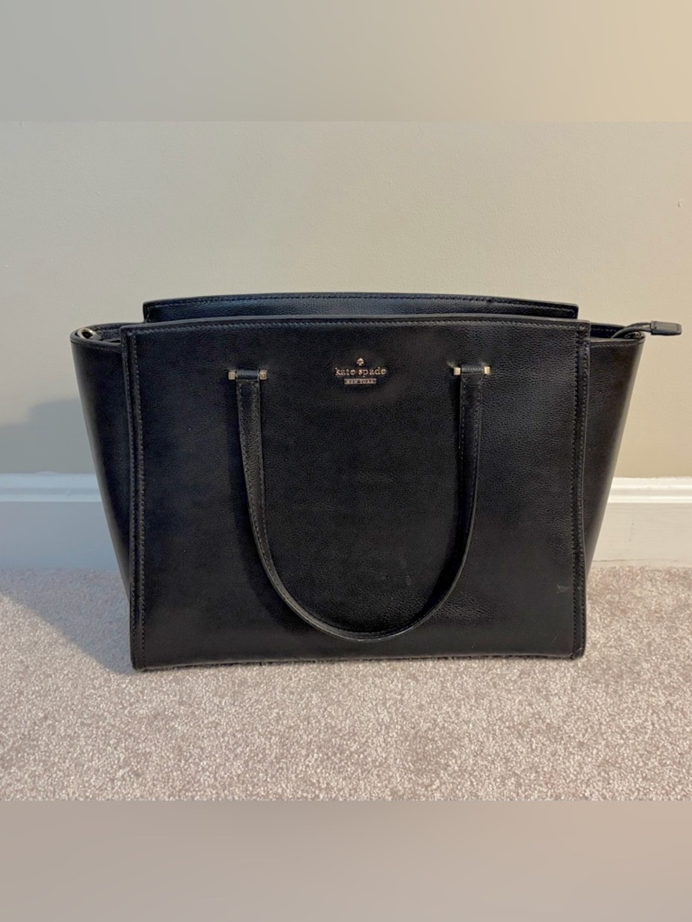 Kate Spade Black Leather Structured Tote